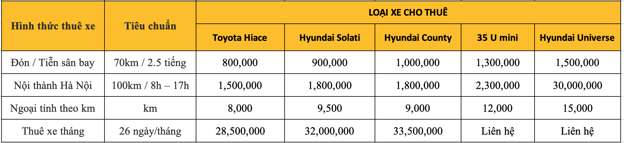 báo giá thuê xe Thaco 29 chỗ